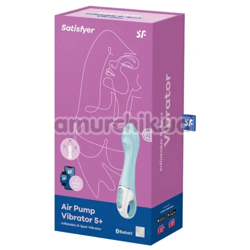 Вібратор для точки G Satisfyer Air Pump Vibrator 5+, блакитний
