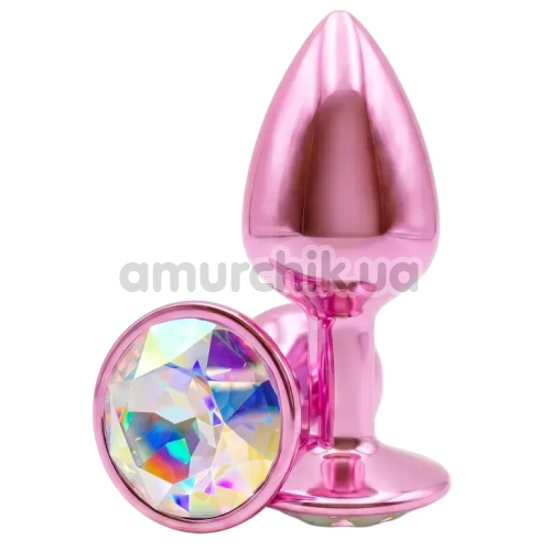Анальна пробка з райдужним кристалом Alume Metal Plug S, рожева