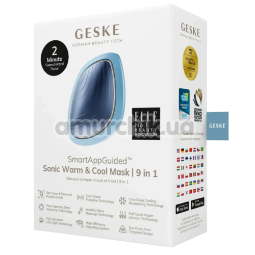 Ультразвуковой массажер-маска для лица Geske Sonic Warm & Cool Mask 9 in 1, голубой