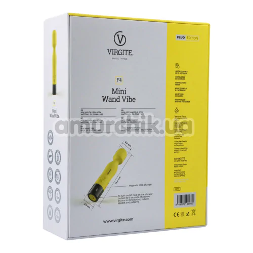 Універсальний вібромасажер Virgite Fluo Mini Wand Vibe F4, жовтий