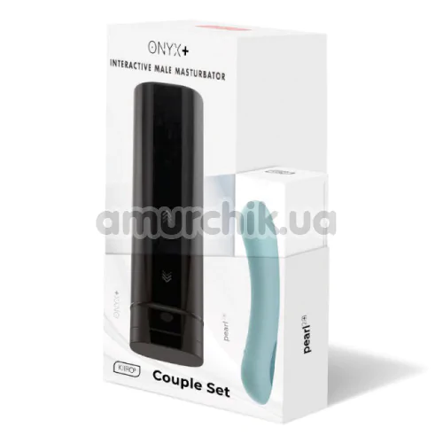 Набор из интерактивного мастурбатора Kiiroo Onyx+ и вибратора для точки G Kiiroo Pearl 2, голубой