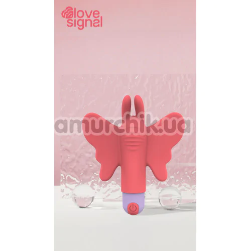 Вібратор на палець Love Signal Butterfly Buzz, кораловий