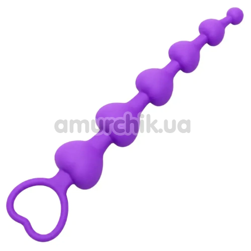 Анальная цепочка Alume Silicone Heart Bead Anal Chain, фиолетовая