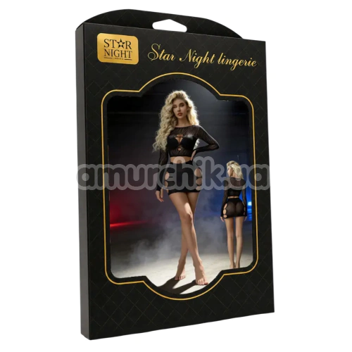 Комплект Star Night Sexy Hollow Out Set, черный: топ + юбка