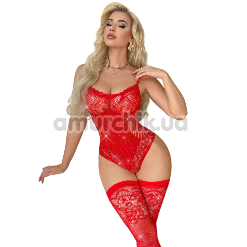 Комплект JSY Sexy Lingerie WW7238, красный: боди + чулки - Фото №1