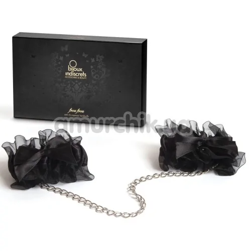 Наручники Bijoux Indiscrets Frou Frou Satin & Organza Handcuffs, чорні - Фото №1