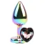 Анальна пробка з мультикольоровим кристалом Rainbow Heart Butt Plug, мультикольорова - Фото №1
