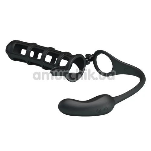 Вибростимулятор простаты с насадкой на пенис Pretty Love Hercules Penis Sheath 26231, черный