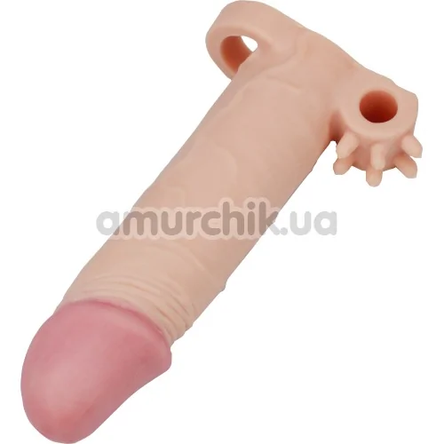 Насадка - удлинитель пениса с вибрацией Lovetoy Pleasure X-Tender Series LV1062, телесная