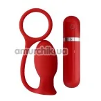 Анальная пробка с эрекционным кольцом с вибрацией Menz Stuff Ass Cork, 7.5 см красная - Фото №1
