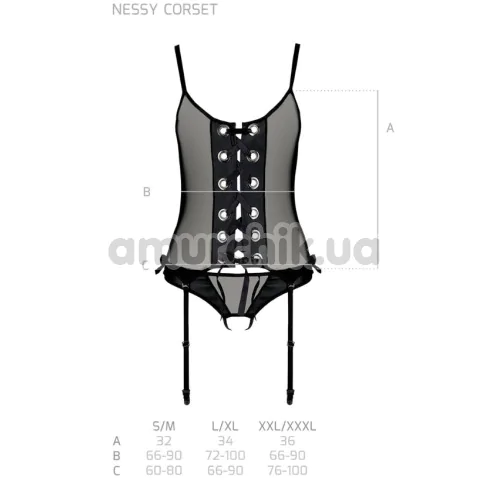 Комплект Passion Free Your Senses Nessy Corset, черный: корсет + трусики