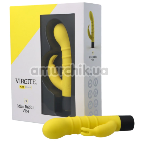 Вибратор Virgite Fluo Mini Rabbit Vibe F3, желтый