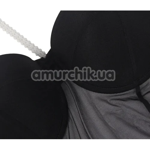 Боди Star Night Sheer Teddy With Faux Diamond, черное
