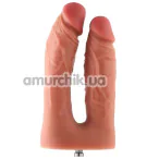Подвійний фалоімітатор-насадка Hismith Silicone Double Penetrator Dildo 7.4, тілесний - Фото №1