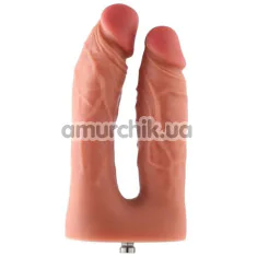 Двойной фаллоимитатор-насадка Hismith Silicone Double Penetrator Dildo 7.4, телесный - Фото №1