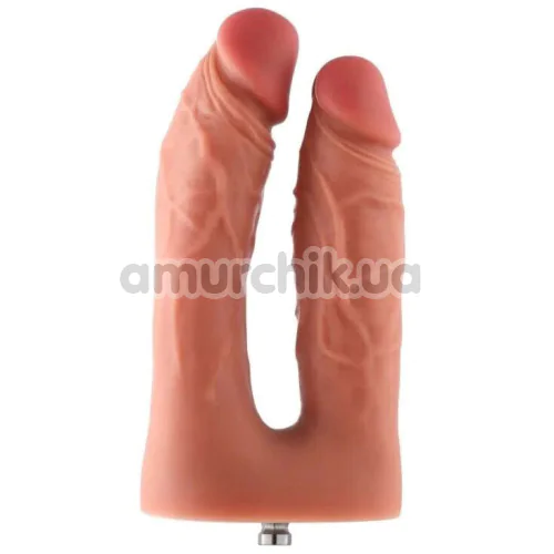 Подвійний фалоімітатор-насадка Hismith Silicone Double Penetrator Dildo 7.4, тілесний - Фото №1