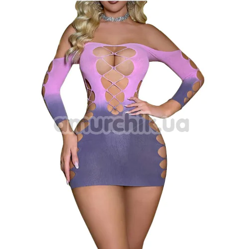 Платье Star Night Sensual Off Shoulder Mini Dress, розово-фиолетовое - Фото №1