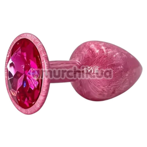 Анальна пробка з рожевим кристалом Alume Marbled Metal Plug S, рожева
