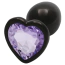 Анальна пробка з фіолетовим кристалом Ouch! Heart Metal Butt Plug Small, чорна - Фото №2
