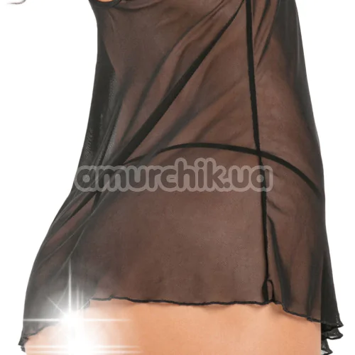 Комплект With Love Chemise Set, чорний: пеньюар + трусики-стрінги