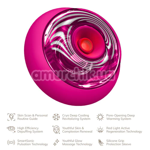 Ультразвуковой массажер для лица и тела Geske Sonic Cool & Warm Face and Body Massager 9 in 1, ярко-розовый