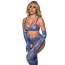 Комплект Star Night Mesh Printed Sexy Bra Set, синий: бюстгальтер + трусики-стринги + пояс для чулок + чулки + перчатки - Фото №5