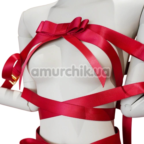 Бондажний набір Upko Bowknot Body Straps Bondage Set Top, червоний - Фото №1