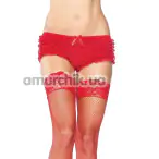 Трусики-шортики Leg Avenue Micromesh Lace Ruffle Tanga Shorts, червоні - Фото №1