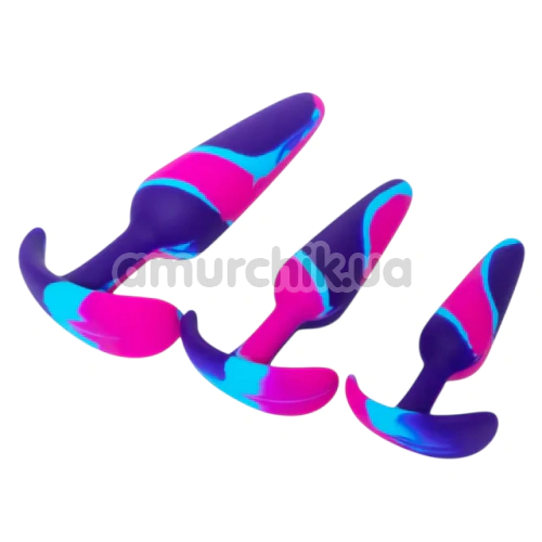 Набор из 3 анальных пробок Colorful Anal Plug, разноцветный
