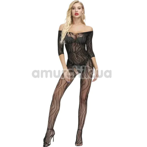 Комбинезон Star Night Off-Shoulder Crotchless Fishnet Bodystocking, черный - Фото №1
