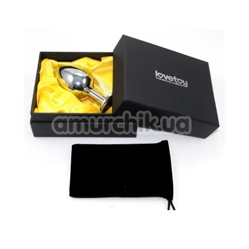 Анальна пробка з рожевим кристалом Rosebud Classic Metal Plug L, срібна