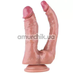 Двойной фаллоимитатор-насадка Hismith Double Penetrator 9.25, телесный - Фото №1