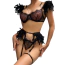 Комплект Star Night Sensual Feather & Chains, черный: бюстгальтер + трусики-стринги + пояс для чулок + гартеры - Фото №14