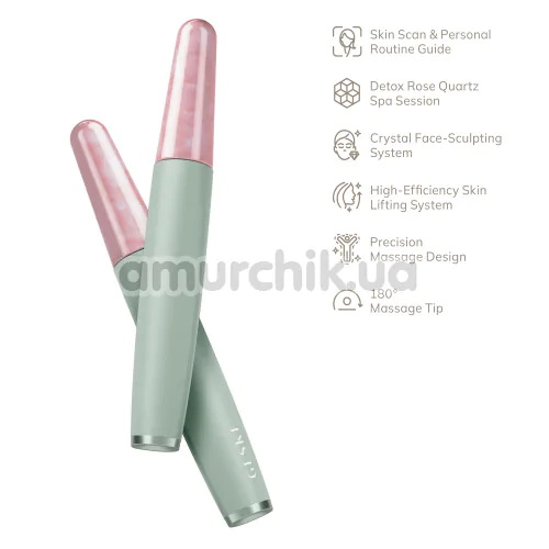Ручка-масажер для обличчя Geske Rose Quartz Depuffing Pen 6 in 1, зелений