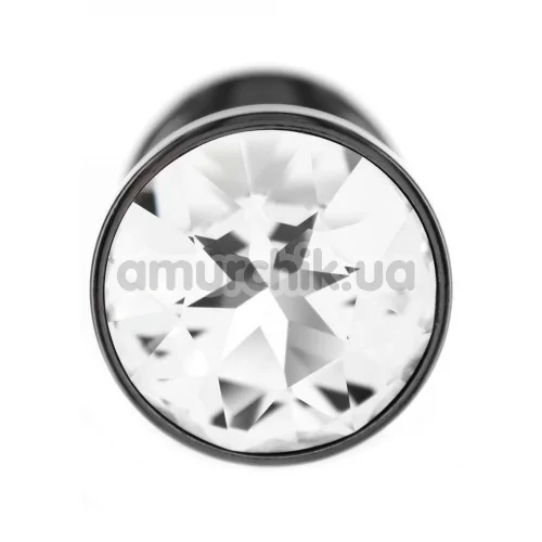 Анальна пробка з прозорим кристалом SWAROVSKI Anni Round T1, чорна