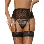 Комплект Star Night Lace Bow Garter Panty, чорний: пояс для панчіх + трусики-стрінги - Фото №1