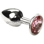 Анальная пробка с розовым кристаллом SWAROVSKI Silver Pink Topaz Small, серебряная - Фото №1
