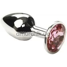 Анальна пробка з рожевим кристалом SWAROVSKI Silver Pink Topaz Small, срібна - Фото №1