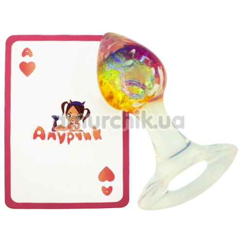 Анальная пробка Crystal Oval Base Butt Plug Small, разноцветная