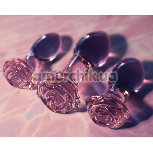 Набор анальных пробок Glaze Glass Rosebud Anal Training Set, розовый