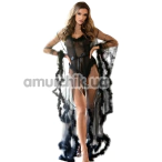 Комплект Star Night Sensual Feather Night Set, чорний: боді + пеньюар - Фото №1