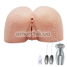 Искусственная вагина и анус с вибрацией Temptation Passion Lady Snug-Fit Pussy 009182, телесная - Фото №1