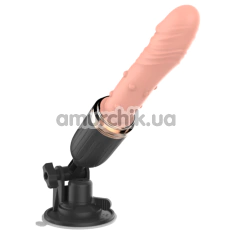Вибратор с толчками и подогревом Thrusting Dildo Sex Machine Vibrator Heating Function, телесный - Фото №1