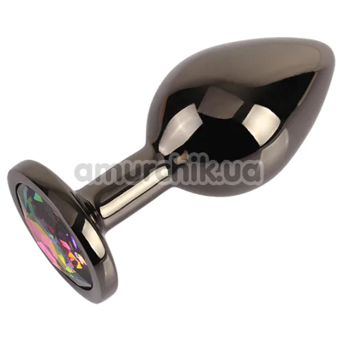 Анальная пробка с радужным кристаллом Matrix Mont Tungsten Black Gem Metal Plug M, черная