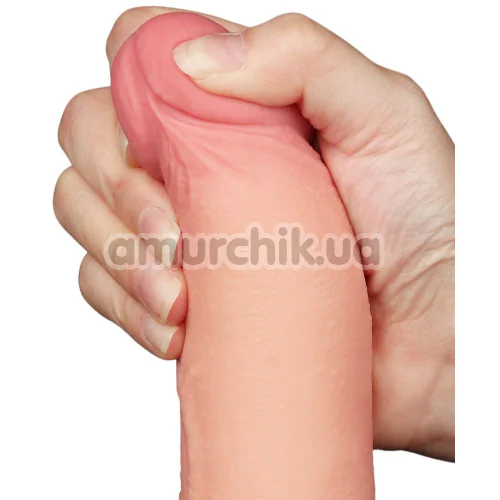Фаллоимитатор Sliding-Skin Dual Layer Dong 8.5 с мошонкой, телесный