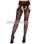 Колготки Leg Avenue Cross Hatch Floral Lace Suspender Hose, чорні - Фото №1
