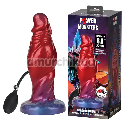 Фалоімітатор зі збільшенням Power Monsters Shadow Behemoth, червоно-синій