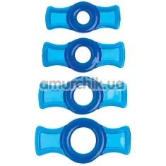 Набір ерекційних кілець TitanMen Cock Ring Set, 4 шт., синій - Фото №1
