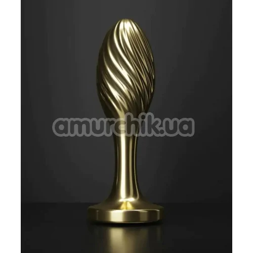 Анальная пробка с белым хвостиком Lockink Sevanda White Fox-Tail Anal Plug Pear, золотая