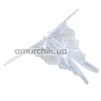 Трусики-стринги кружевные с бантиками, белые - Фото №1
